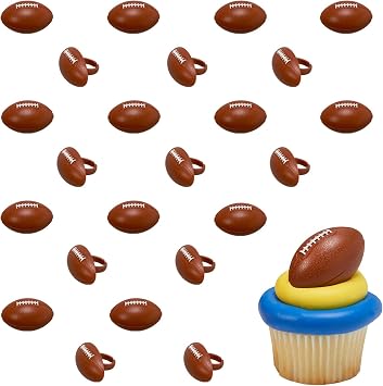 Football Cupcake Decoration Toppers | 24 Pack Party Cake Rings