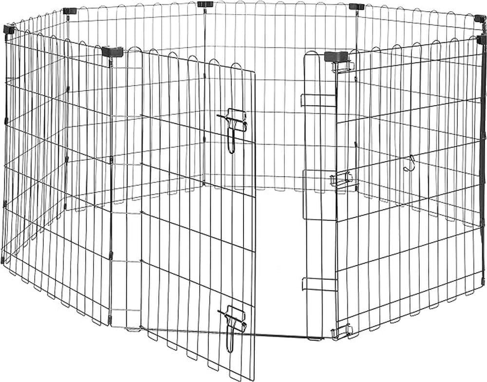 amazon basics Foldable Metal Pet Dog Exercise Fence Pen With Gate - 60 x 60 x 30 Inches