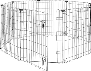 Amazon Basics Achteckig, Quadrat, Rechteck Laufgehege für Hunde und andere Haustiere, faltbar Metall mit Tür, 152.4 x 152.4 x 76.2 cm hoch, Schwarz