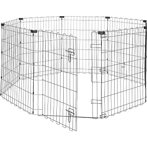 Amazon Basics Portable Foldable Octagonal Metal Exercise Dog Playpen, Indoor/Outdoor Pet Fence with Single Door, 8 Panels, Small, 30 Inches, Black