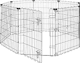 Amazon Basics Portable Foldable Octagonal Metal Exercise Dog Playpen, Indoor/Outdoor Pet Fence with Single Door, 8 Panels, Small, 30 Inches, Black