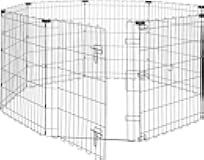 Portable Foldable Octagonal Metal Exercise Dog Playpen, Indoor/Outdoor Pet Fence with Single Door, 8 Panels, Small, 30 Inches, Black