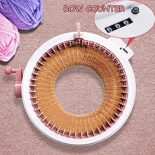 Knitting Machine 48 Needles with Row Counter, Smart Weaving Loom Round Spinning Circular Knitting Machines, DIY Knit Loom Machine Kit for Hat, Scarves, Gloves, Socks