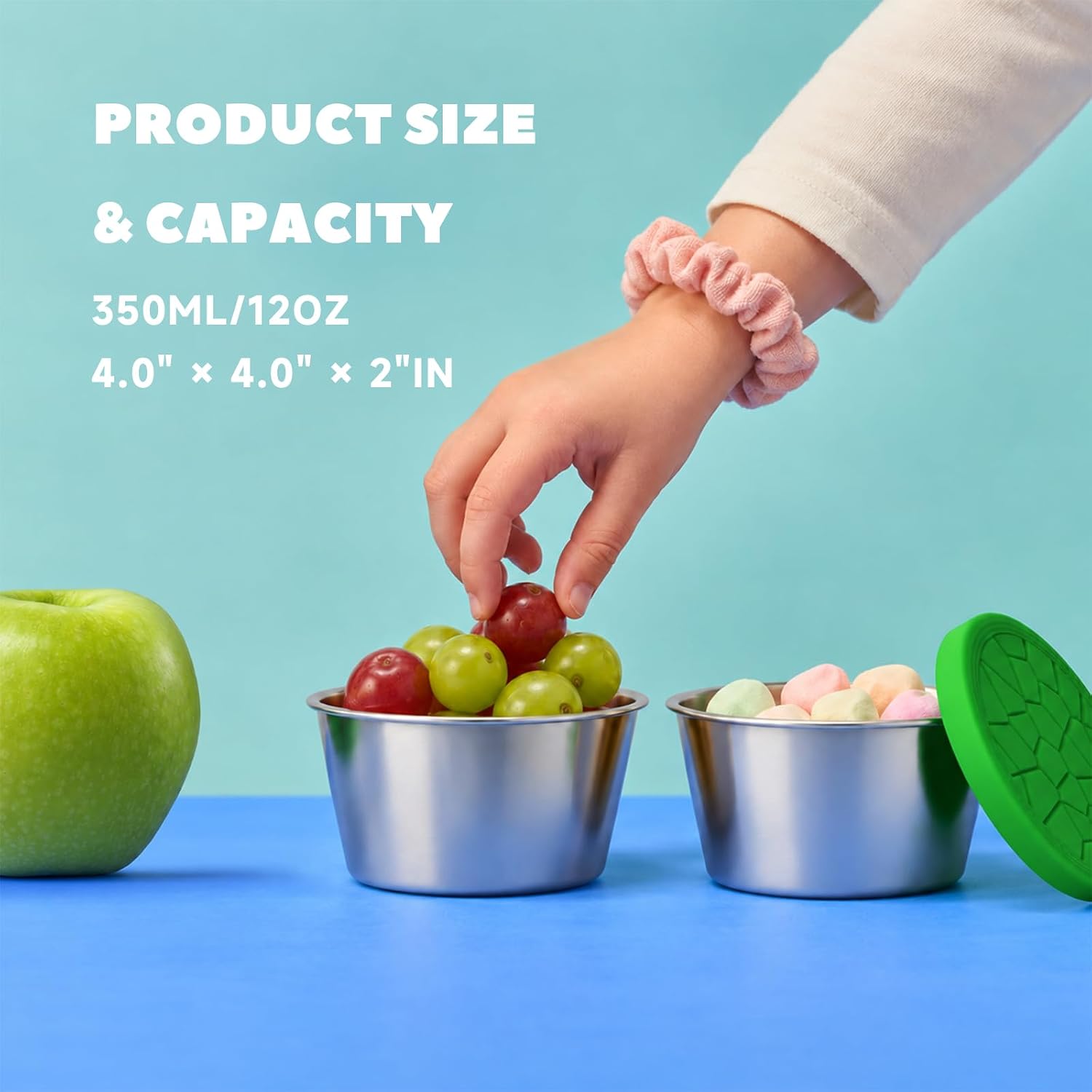 6-Pack Stainless Steel Snack Containers,12oz Leakproof Snack Box