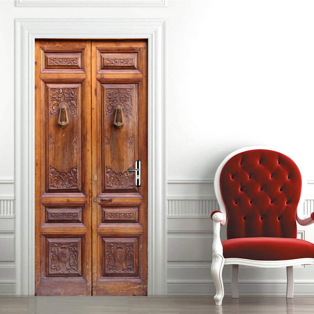 Portes en bois vintage sticker autocollant 3D pour masquer les défauts de porte