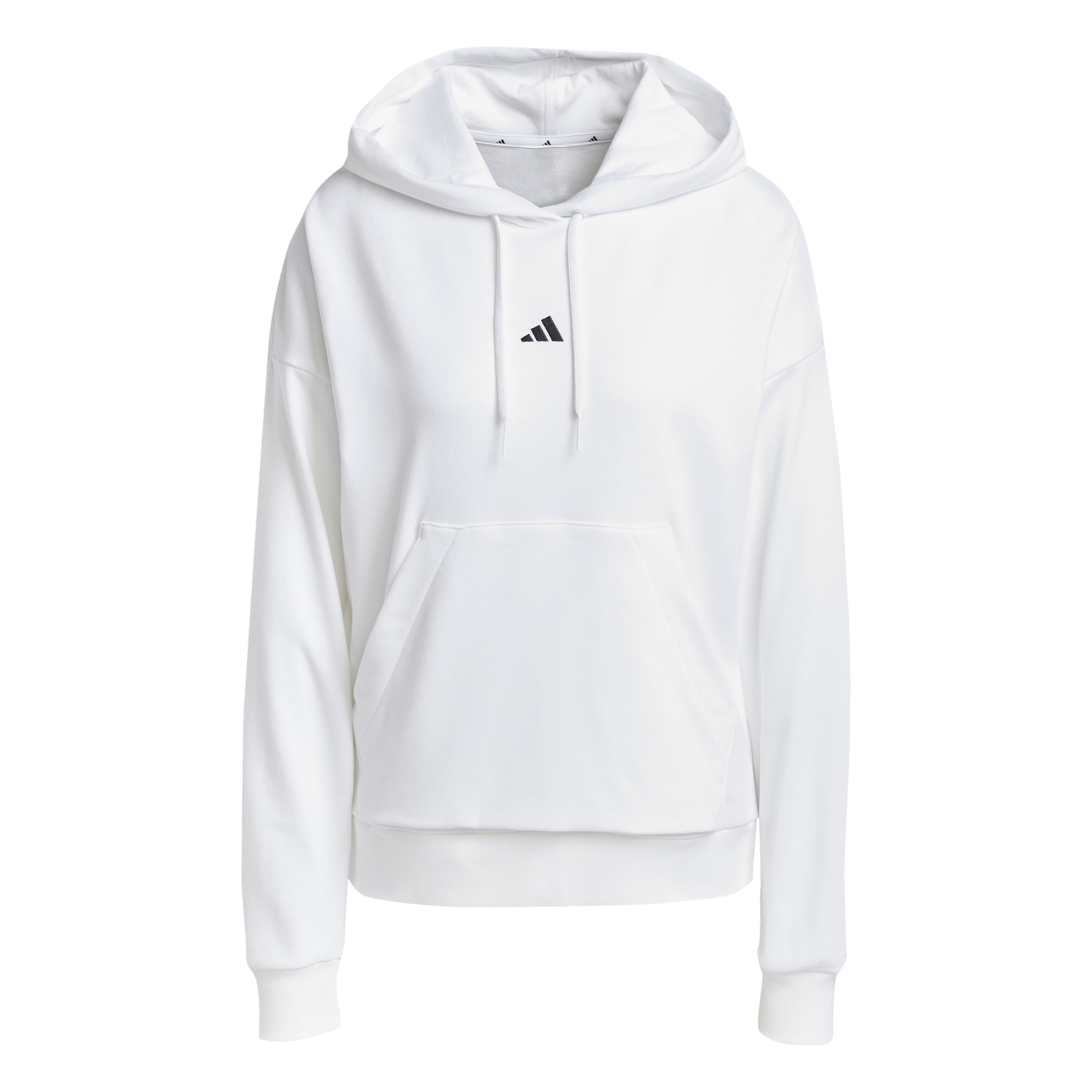 adidas Women's Essentials Small Logo French Terry Hoodie Sweatshirt, white/black, L