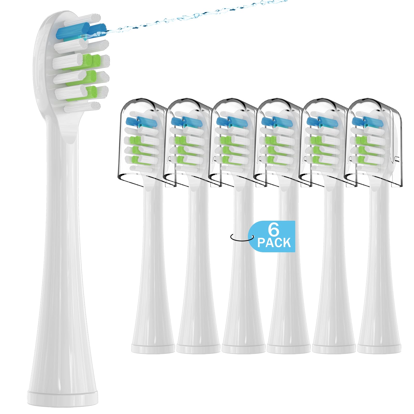 6 Pack Replacement Replacement Brush Heads for Waterpik Sonic Fusion Flossing Toothbrush Compatible with Sonic Fusion SF01/SF02 and Sonic Fusion 2.0