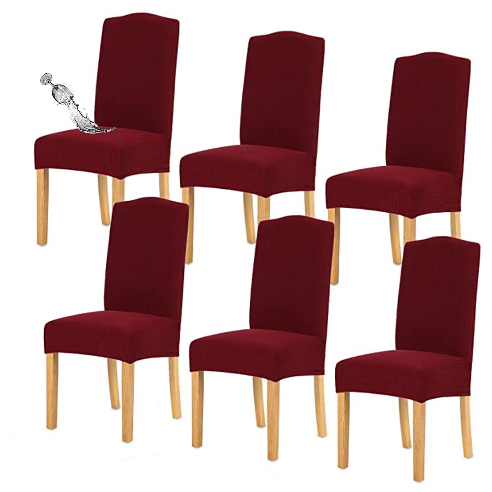 NMVAWIPT Waterproof Dining Chair Covers With Elastic Hem, Stretch Removable Washable Seats Slipcovers(30#,6pcs)