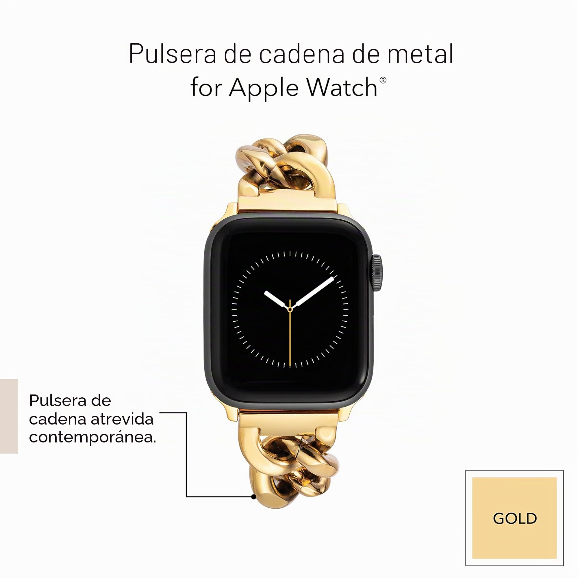 Anne Klein Pulsera de cadena de moda para Apple Watch, segura, ajustable, correa de repuesto para Apple Watch, se adapta a la mayoría de muñecas