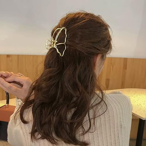 Miniatura 8 de Paquete de 6 pinzas de metal grandes para el cabello, pasador grueso de mariposa para el cabello, pinzas antideslizantes para el cabello, accesorios