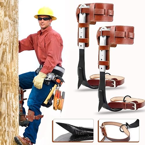 Miniatura 6 de Juego de picos de escalada de árboles, equipo de escalada de árboles de cuero, herramienta de escalada ajustable, pedal antideslizante para recoger