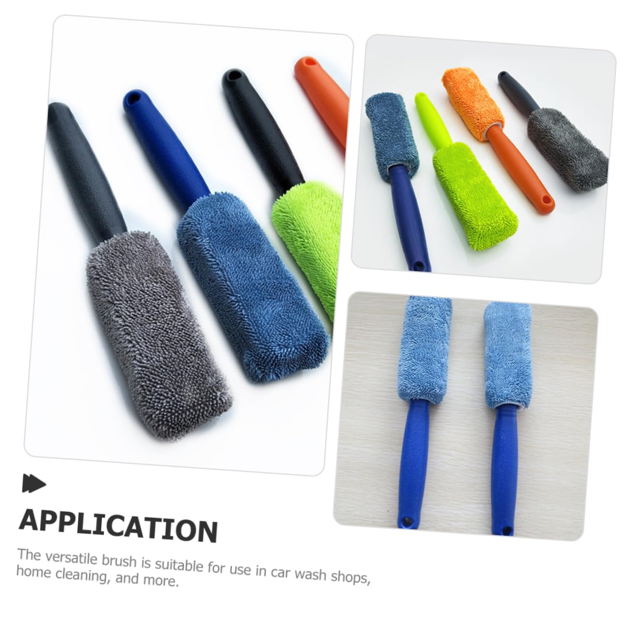 SOLUSTRE 4 Set Spazzola per Pneumatici in Microfibra con Manico Lungo Detergente per Ruote Pulitore per Cerchi Posto A Sedere Scopa Kit Spolverino Spugna Gel Lavatrice Plastica 2 Pezzi * 4