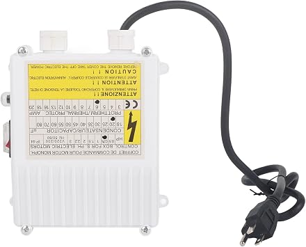 Pump Control Box with Built-in Thermal Protection Circuit Breaker Controller for Well Pump Control Box, Submersible Well Pump, Deep Well Submersible Household Suction Pump 550W US Plug 110V