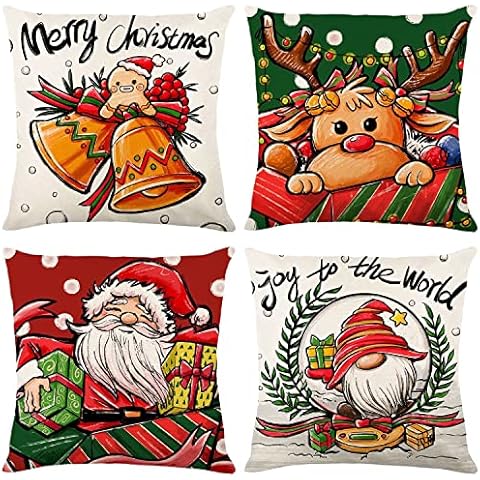 HOOLRO Christmas Pillow Covers 18x18 Inch Set Cover