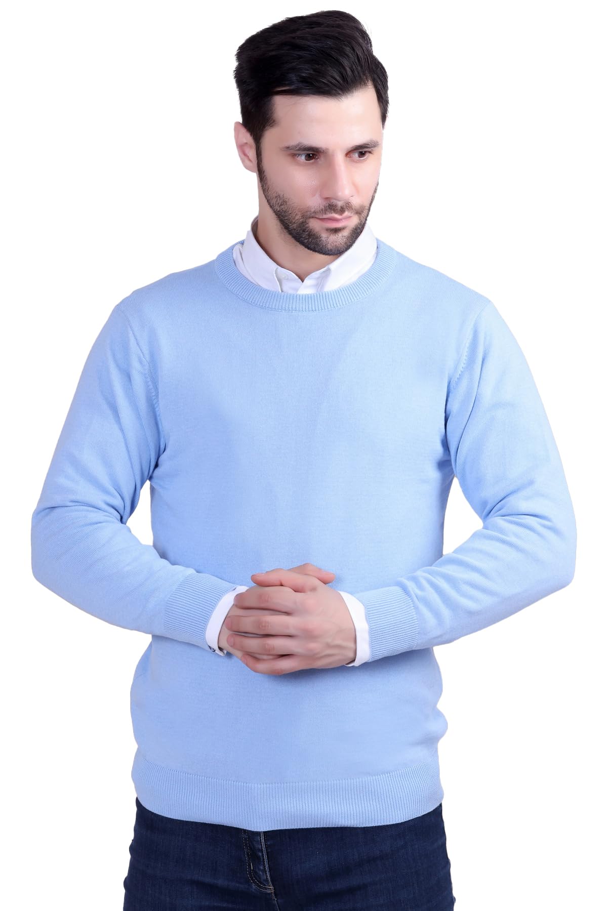 dzant Men's Sweater Round Neck Full Sleeve Semi & Pre Winter Pullover Woolen Knitted Cotton-picture-17