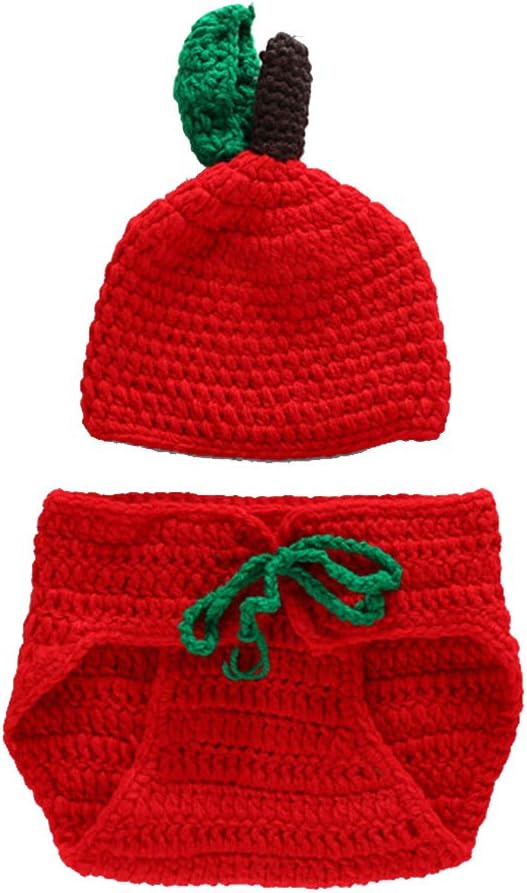 YeahiBaby Baby Photography Prop Knit Crochet Costume Outfit (Red)