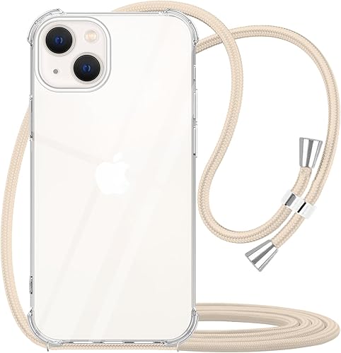 YESPURE Funda cruzada para iPhone 13 Mini, transparente, ajustable, para el hombro, correa de cordón, para mujeres y niñas, funda protectora delgada