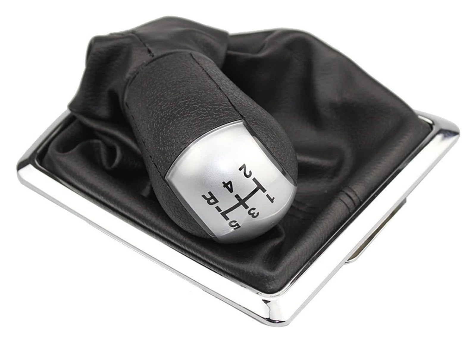 Jsrvqkms 5 Speed Silver Car Gear Knob For Focus For Mondeo Mk2 Ii Mk3 For Mustang For Galaxy Car Gear Shift Knob Shifter Gaiter Boot Cover(5 Speed Silver)