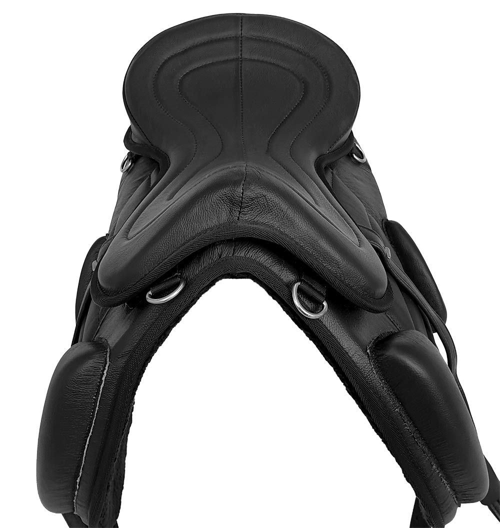 A&M Reitsport Baumloser Wanderreit Sattel Liberty aus Rindsleder Schwarz NEU+ Zubehör, Größe:17 Zoll