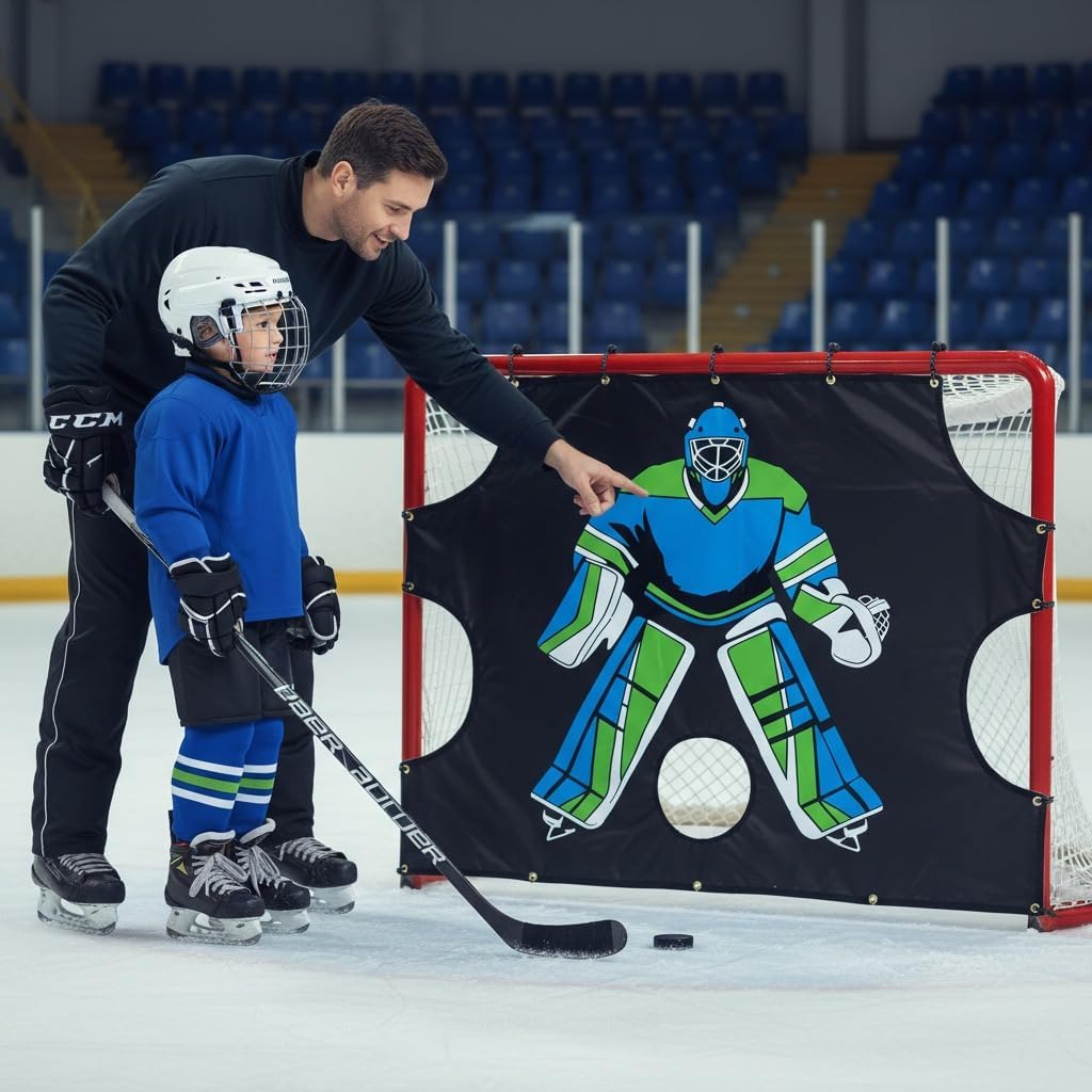 Kapler Hockey Net Goalie Target Tarp: Heavy Duty PVC 5 Zone Street Shooter Tutor with Reinforced Edges for Practicing Shooting Accuracy - Hockey Training Equipment Gift for Youth Adults Fits 72" Goal