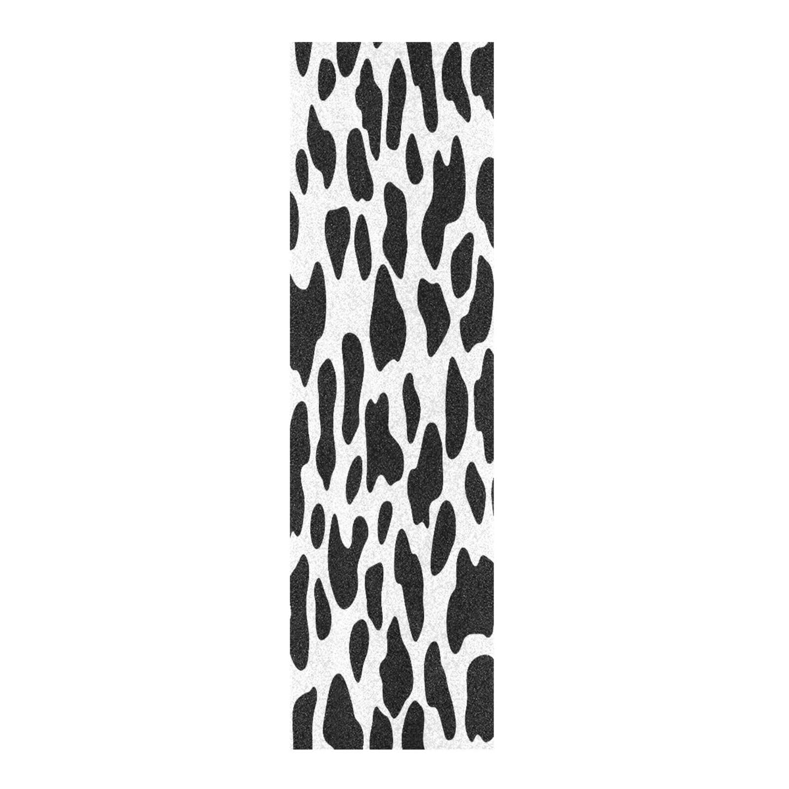 CEBUGI Black White Cow Print Skateboard Grip Tape 44x10in Waterproof Tear-Proof Longboard Grip Tape Bubble Free Non-Slip Scooter Grip Tape for Girls Boys