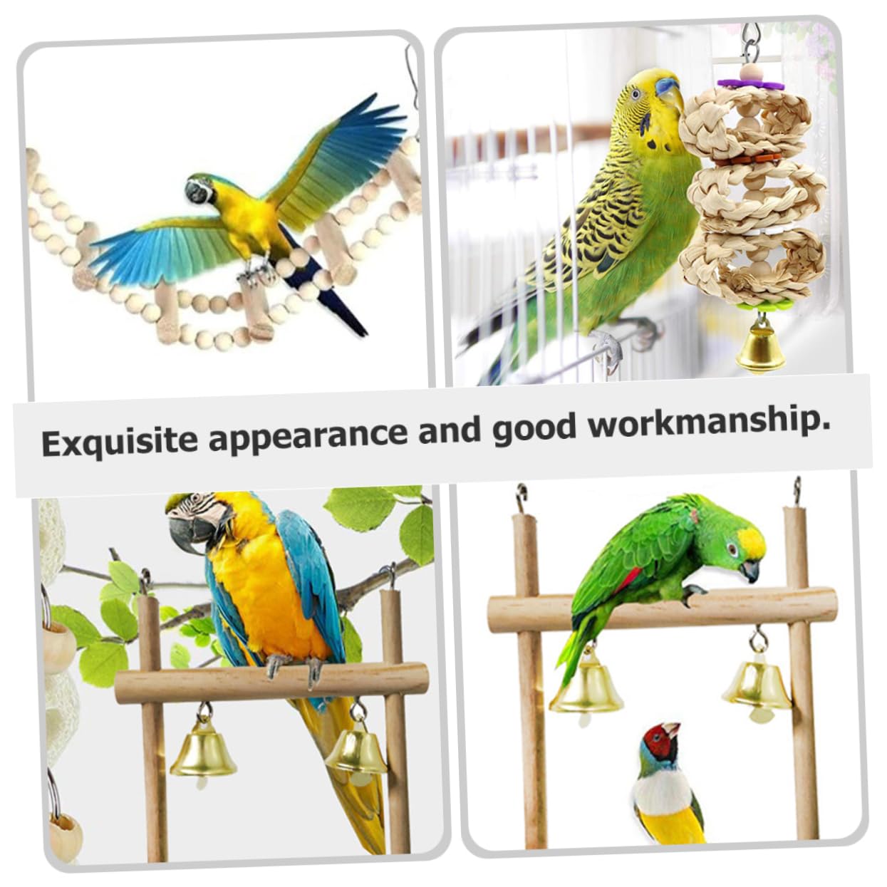 BESPORTBLE 2juegos Percha De Madera para Pájaros Juguete De para Periquitos y Loros Escalera De Masticar Accesorio Interactivo para Jaula