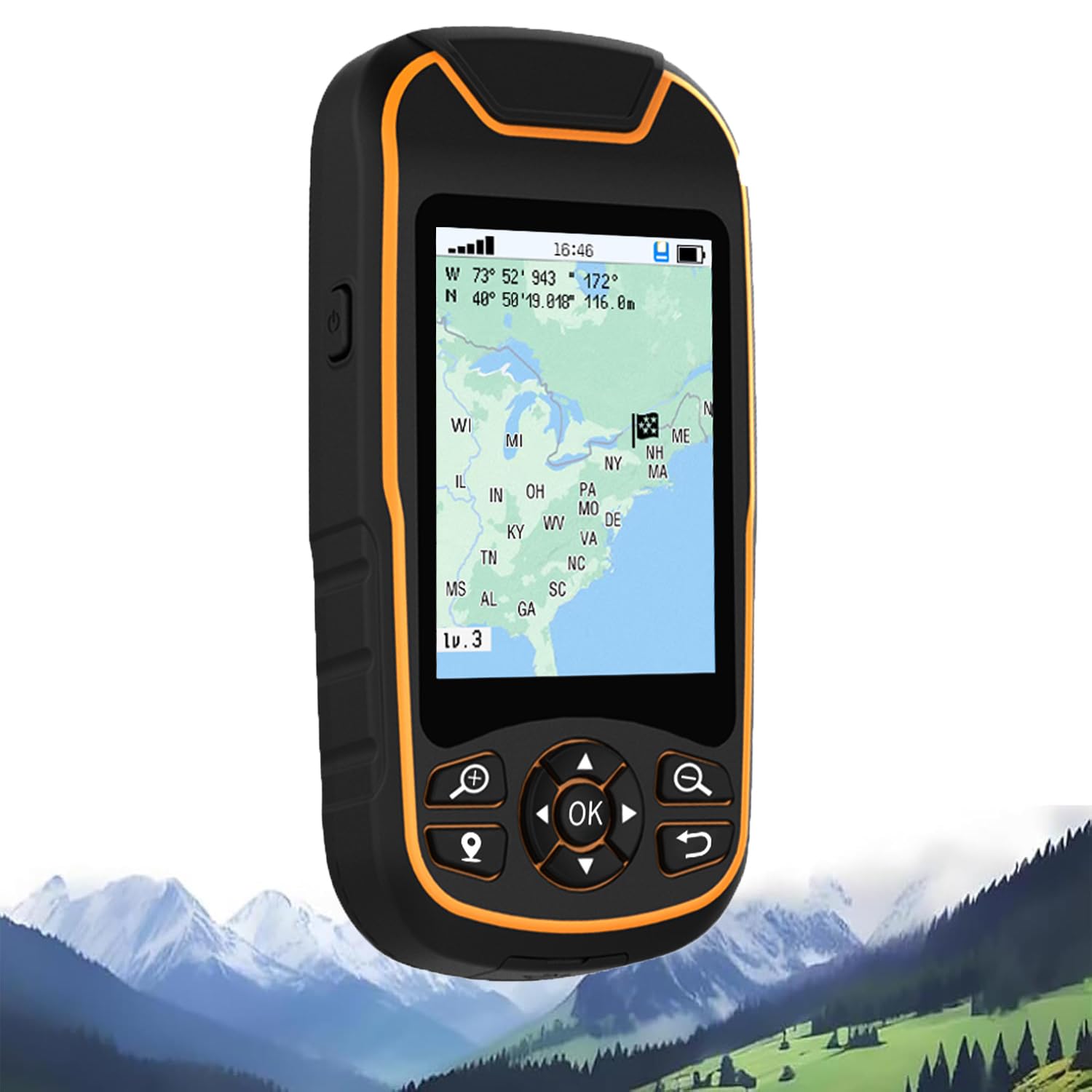OSPSHPG Handheld GPS Latitude and Longitude Locator, Portable Land Meter, 3.2'' Display Screen, 9 Modes, Coordinate Acquisition, Waterproof, for Land Survey, Outdoor Travel