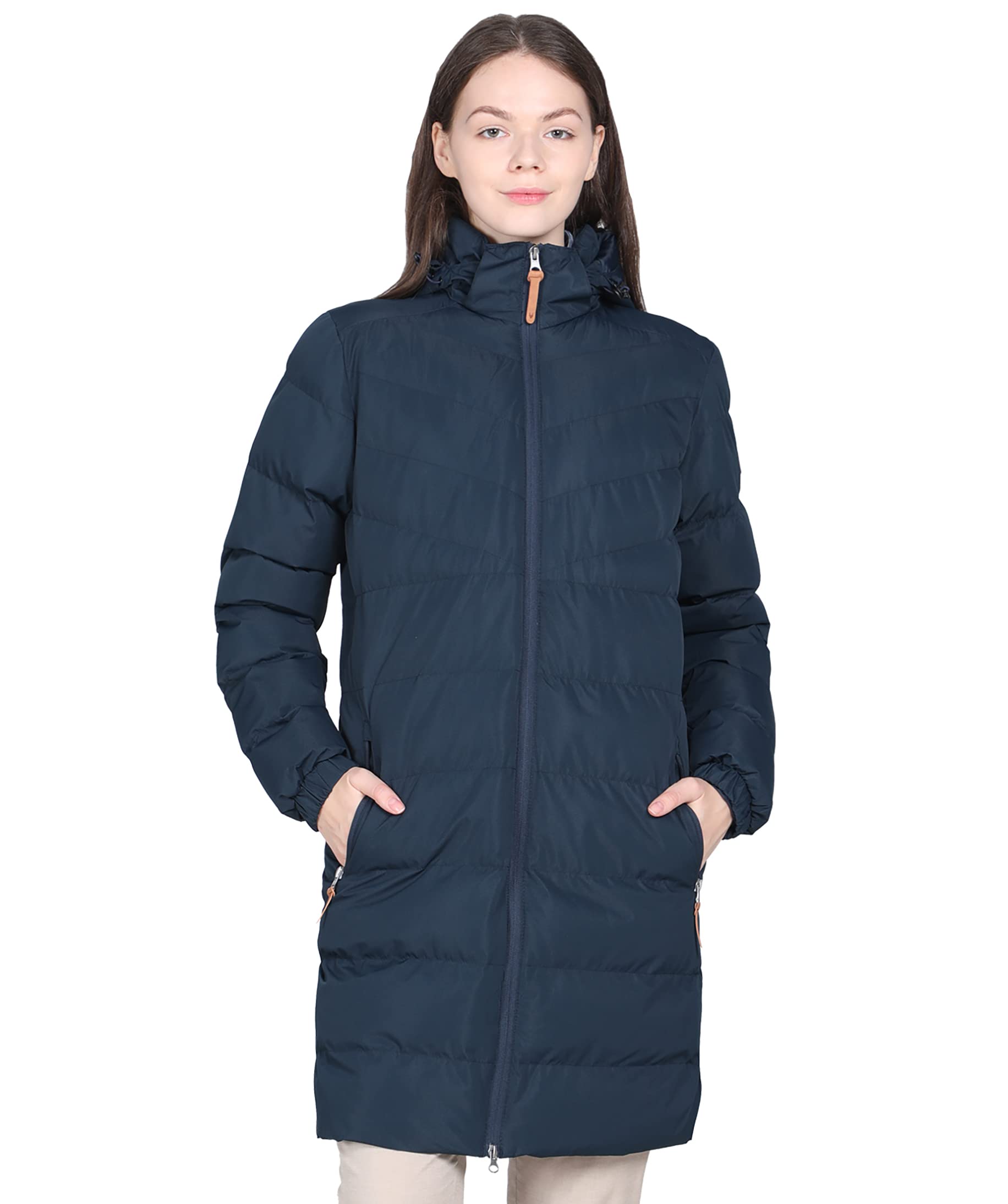 ALPHA CAMPWomen's Puffer Jacket Waterproof Winter Coat Windproof Long Sleeve Warm Hooded Jacket Padded Cotton Jacket