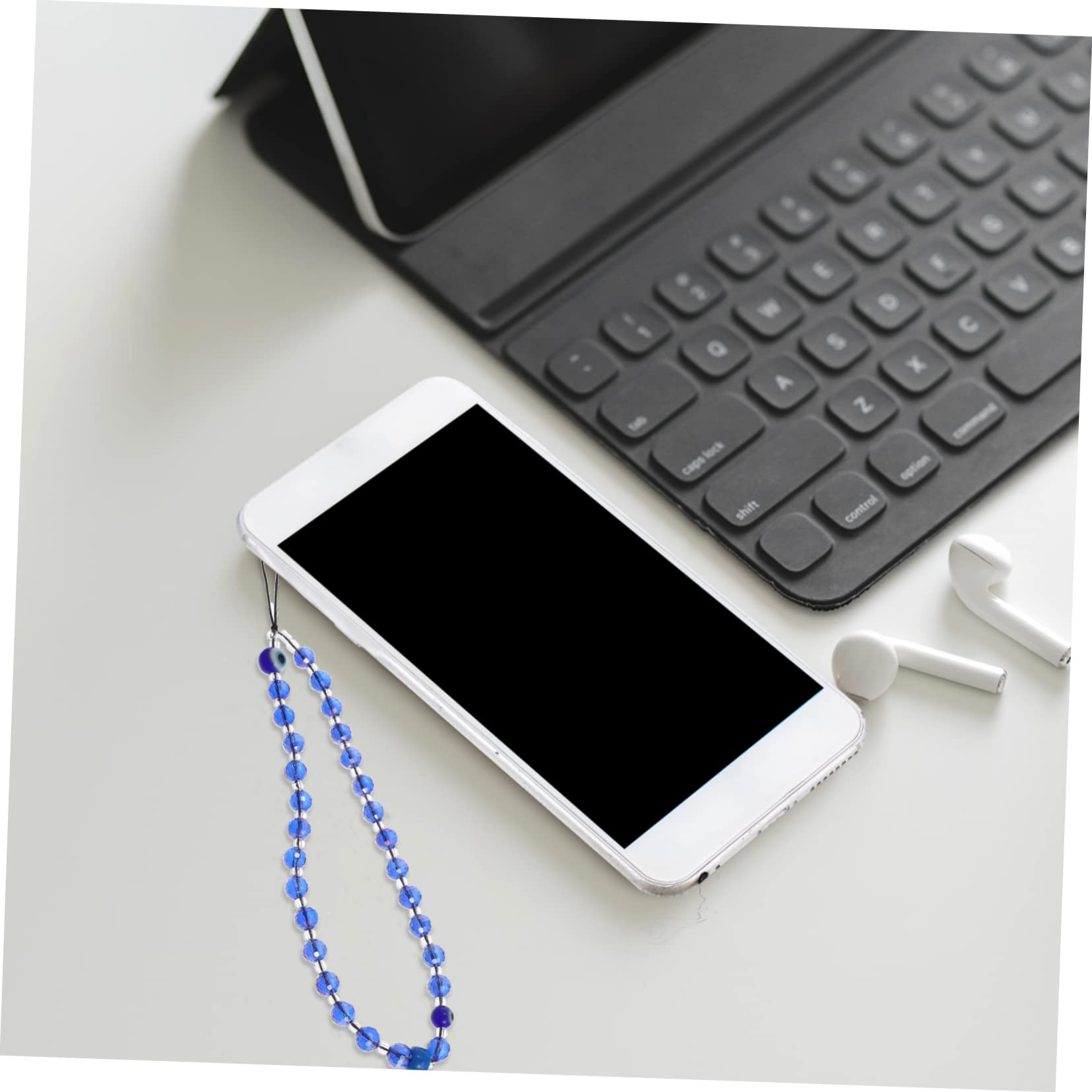 jojofuny Cinturino per telefono con perline catena del braccialetto fascino del cellulare portachiavi home accessori smartphone cordino bracciale catena di smartphone