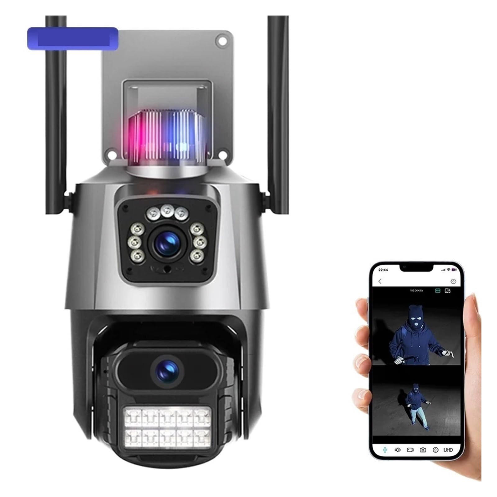 Kamera 9MP Z Trzema Obiektywami IP 8X Zoom Camera Nadzór Wideo Zewnętrzny Podwójny Ekran Kamera Bezpieczeństwa Automatyczne Śledzenie Nadzór Wideo(9MP Camera With 128G)