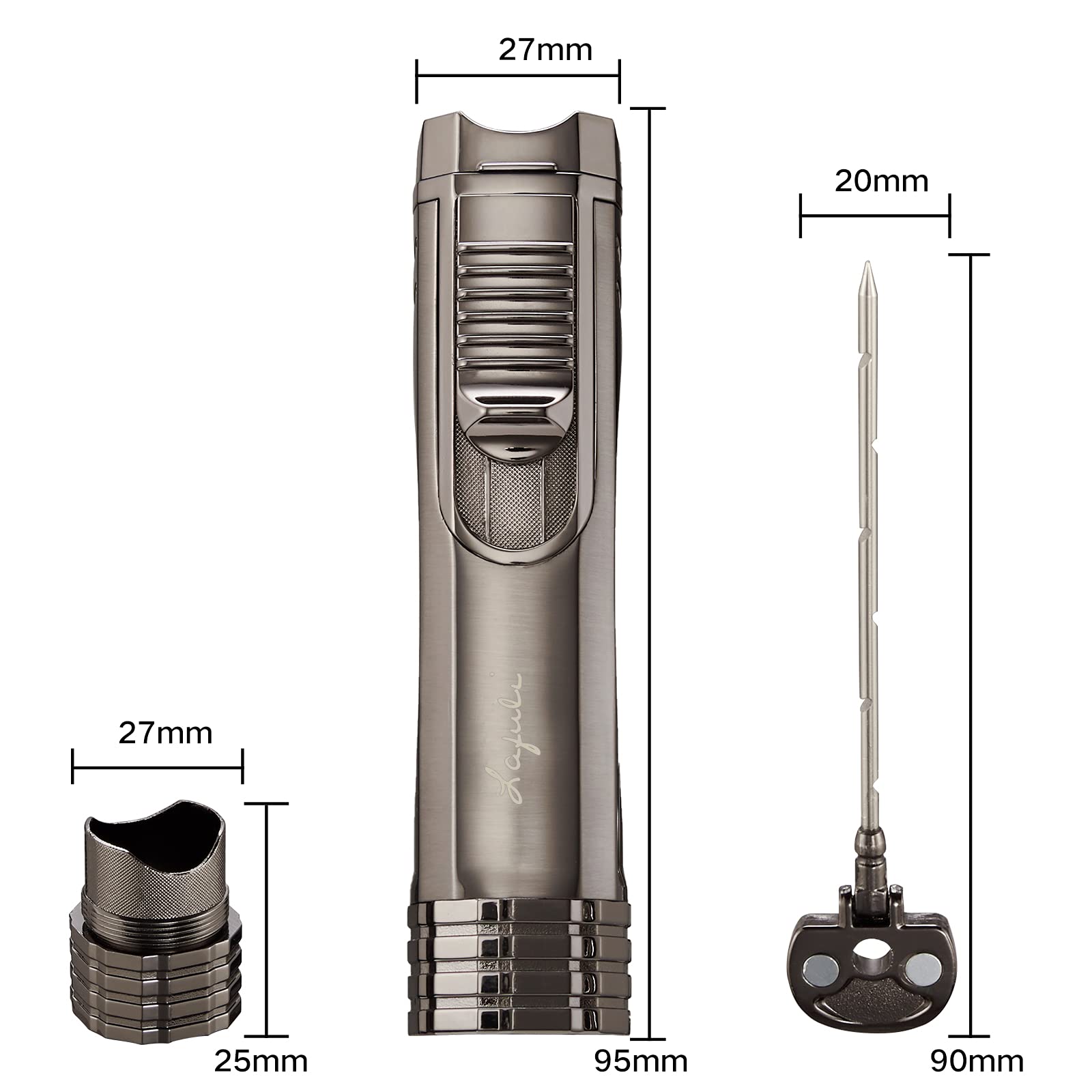 LAFULI Cigar Lighter, Cigar Punch, Cigar Draw Enhancer, Cigar Holder