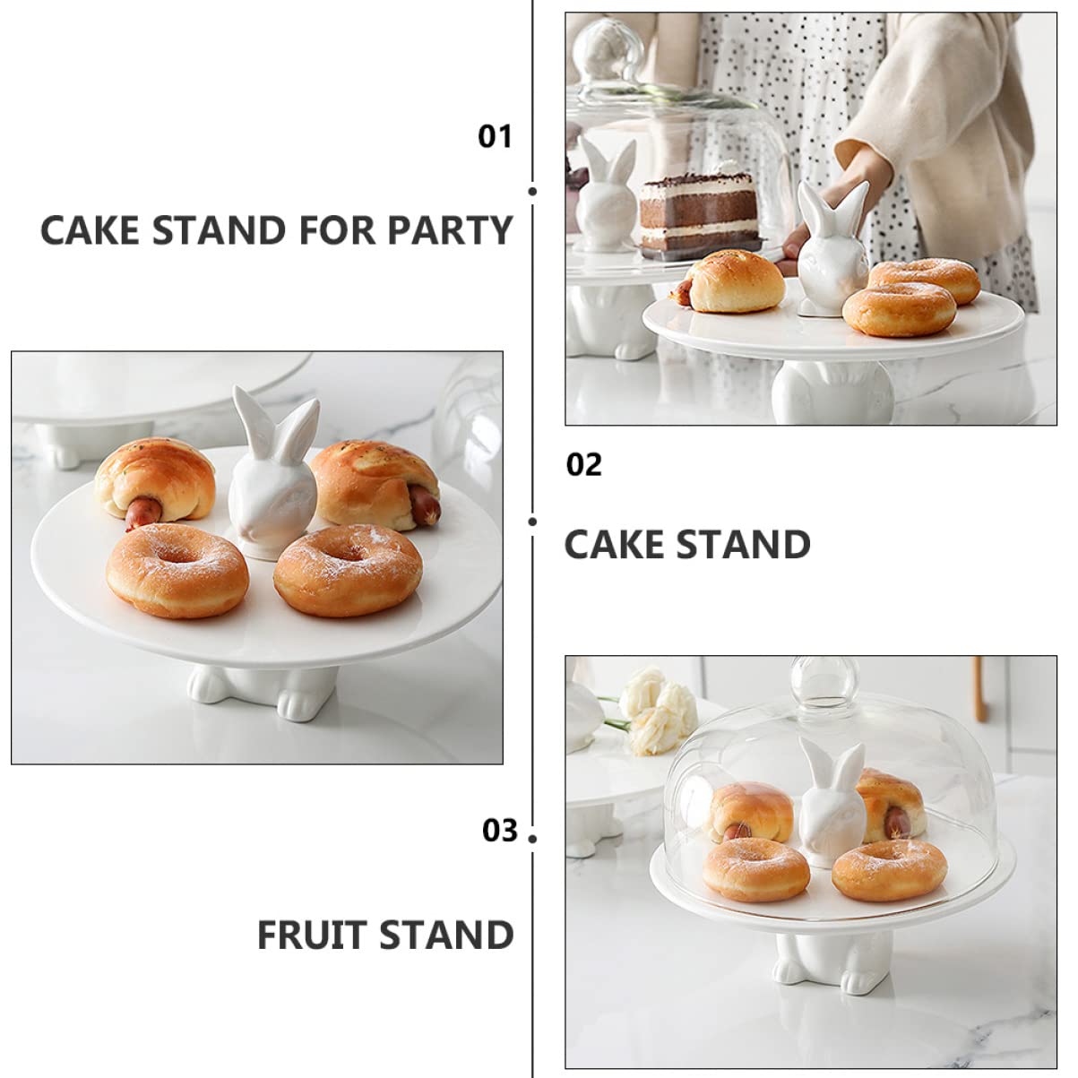 STOBAZA 1pc Rabbit Fruit Bowl Easter Cake Stand Bunny Cake Stand Easter Rabbit Figure Cookie Display Rack Food Tray Desserts Display Tower Serving Platter Fruit Cakes Dessert Tray White