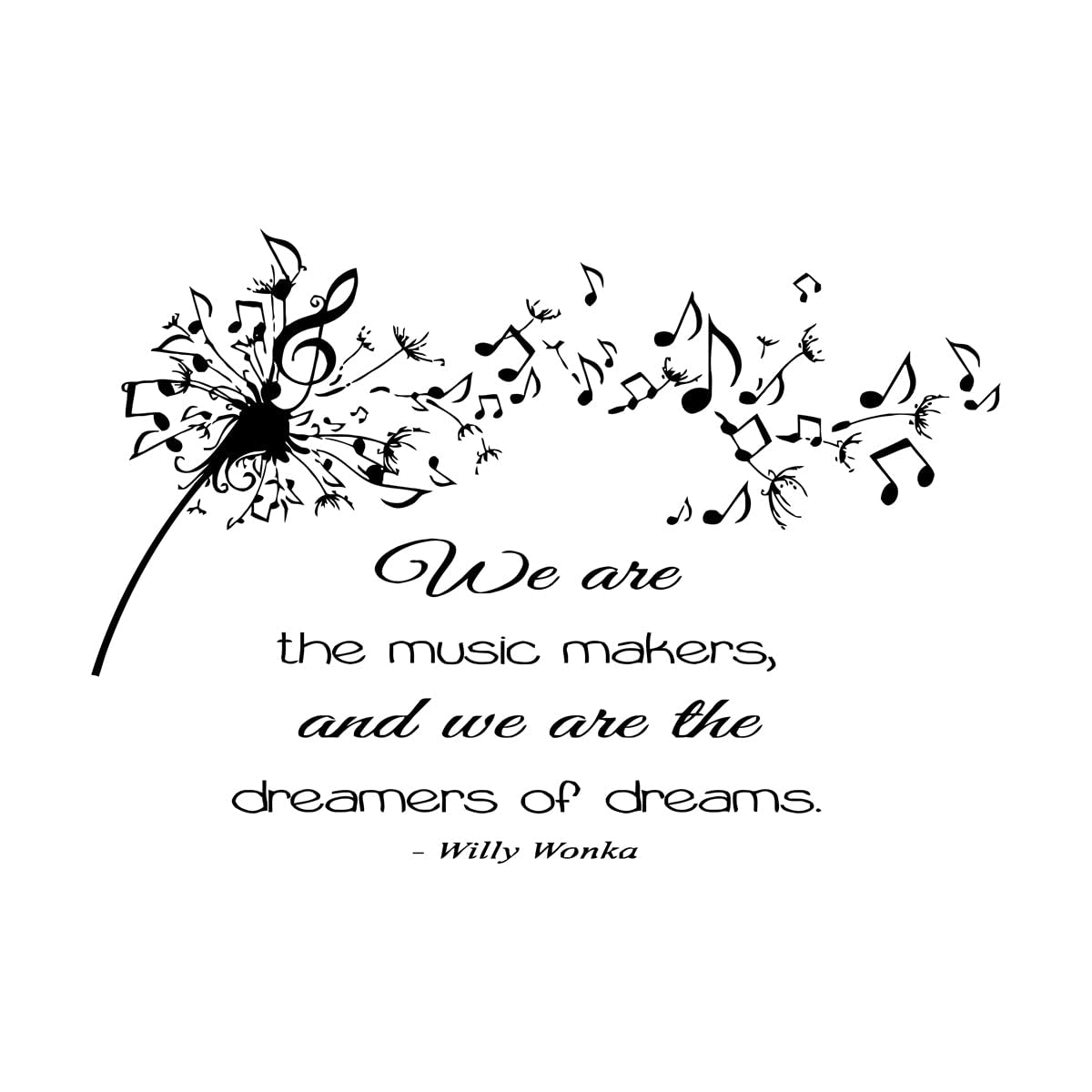 Goozan Black Wall Decals Paster Paper Dandelion Music Lovers Notes Quotes We Are Music Makers 48X68.8cm Do Not Damage The Wall Surface