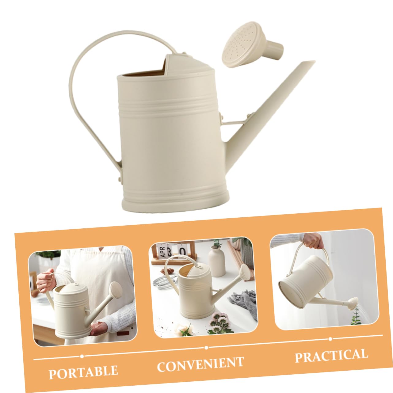 Annaffiatoio 2000ml in Pp Beige, lungo Beccuccio per Irrigazione