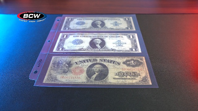 BCW Pro 3-Pocket Currency Pages - 100 Count Archival Quality Bill Holders