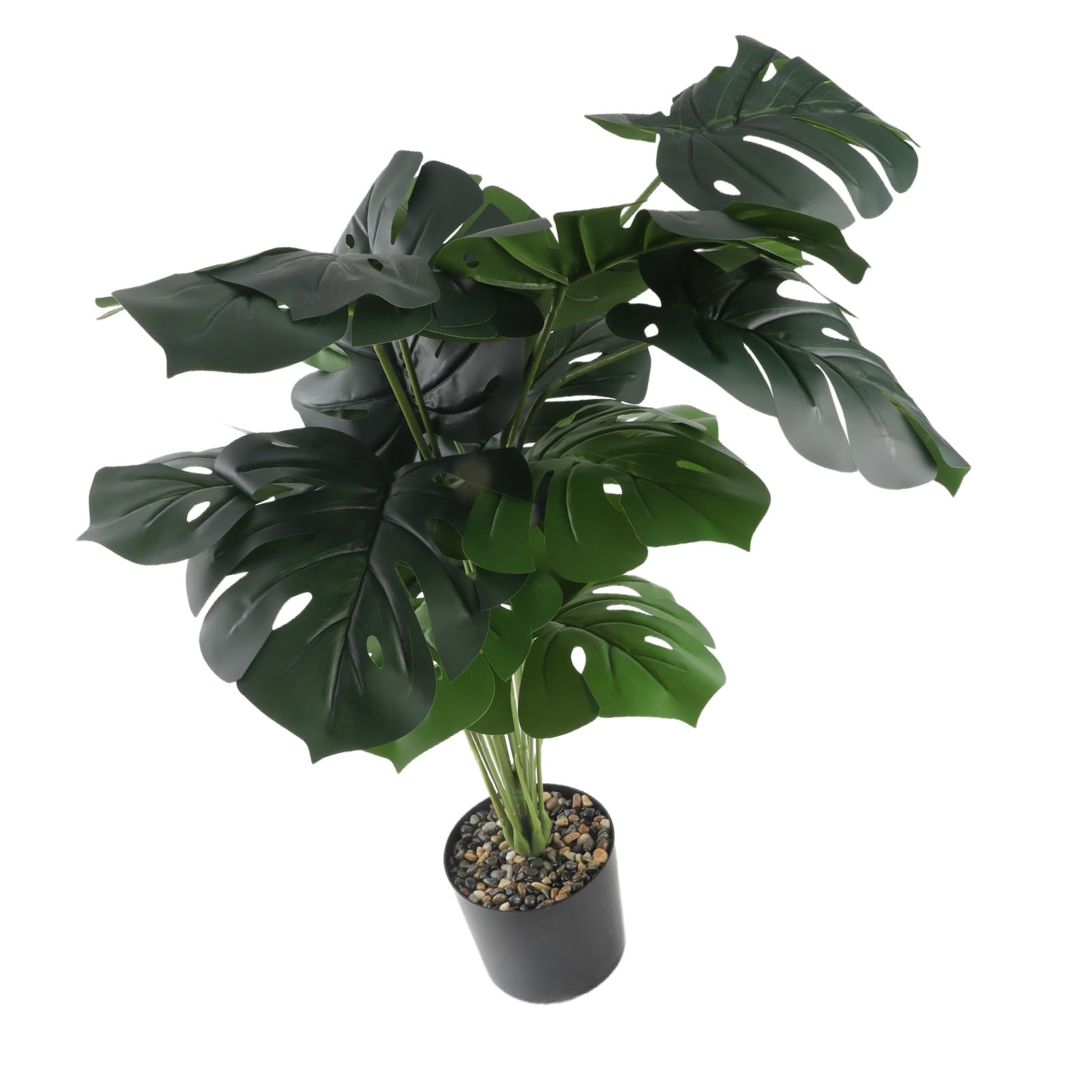 Aramox Sztuczna Roślina Monstera Deliciosa, Plastikowa Sztuczna Roślina Monstera 80 Cm 18 Liści, Niewymagająca Konserwacji Doniczkowa do Wnętrz na Zewnątrz Biuro w Domu Wystrój Ogrodu