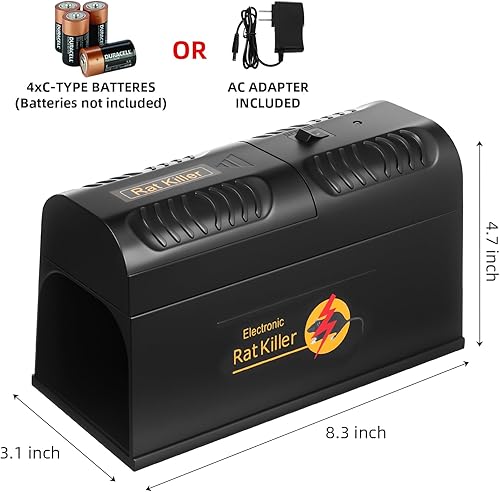Miniatura 7 de Trampa eléctrica para ratones 2025, potentes trampas para ratas en interiores para hogares con puerta antiescape, reutilizable y eficaz, matador de