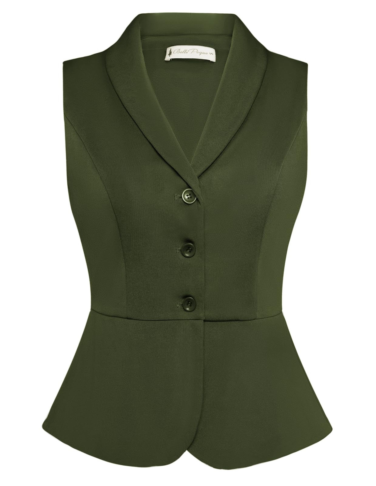 Belle Poque Womens Vintage Vest Top Lapel Collar Button Down Waistcoat V Neck Peplum Dressy Suit Vest for