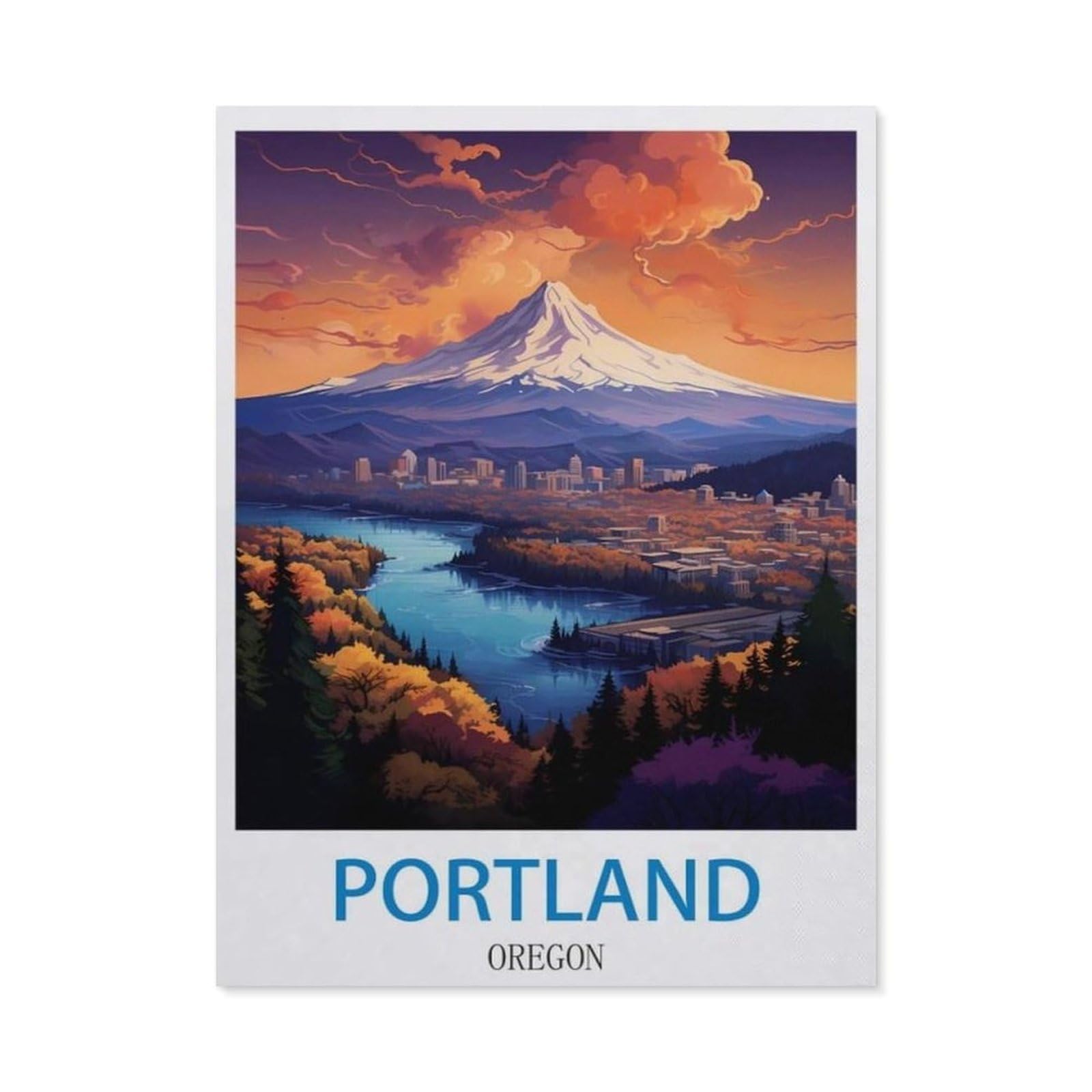 BEAYODKP 5D DIY Full Round Drill Diamond Painting，Portland Oregon，Embroidery Full Round Diamond Cross Stitch Rhinestone Mosaic Decor Gift（30 x 40 cm/11.81 x 15.74 inches）-CO17