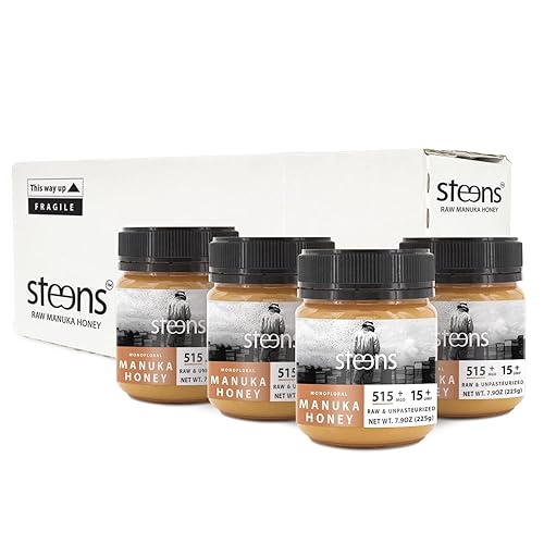 Steens Miel de manuka cruda UMF 15+ MGO 514+ 4 tarros cada uno de 7.9 onzas Miel de Nueva Zelanda certificada y prensada en frío Procesamiento