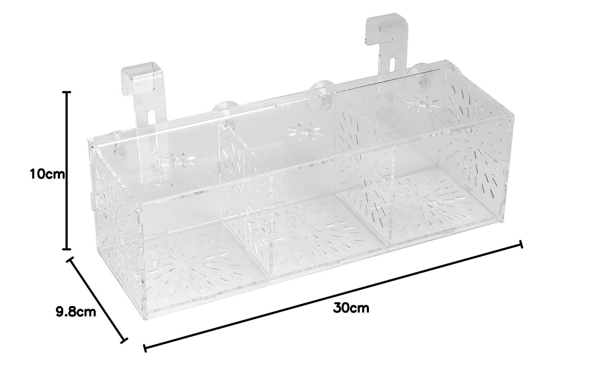 Akozon Fischzuchtbox, Transparentes Acryl-Aquarium für Panzeranemonen, Aquarienbrüterei, Inkubatorhalter, Züchter, Quarantäne, Zuchtisolationsbox (30 cm * 10 cm * 10 cm)