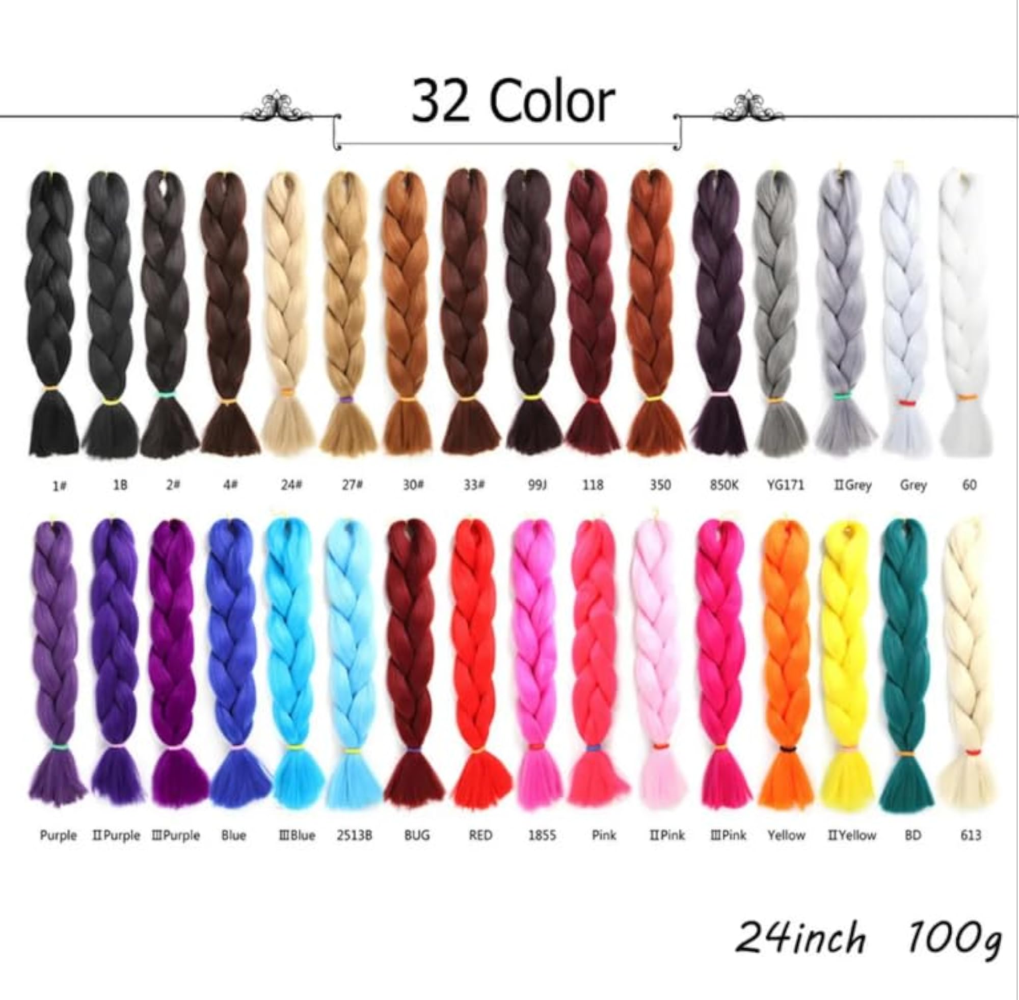 Multicolour Jumbo Braiding Hair Extensions, 24 Inch Synthetic for Kids