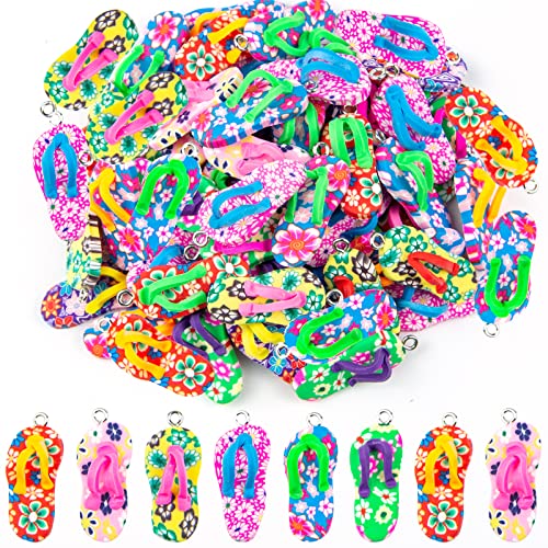 Beautychen 54Pcs Mini Flip Flop Pendant Clay Flip Flop Charms Colorful Polymer Clay Mini Slippers Charms For Women Jewelry Making Necklace Earrings Bracelet Craft Findings #TOP29