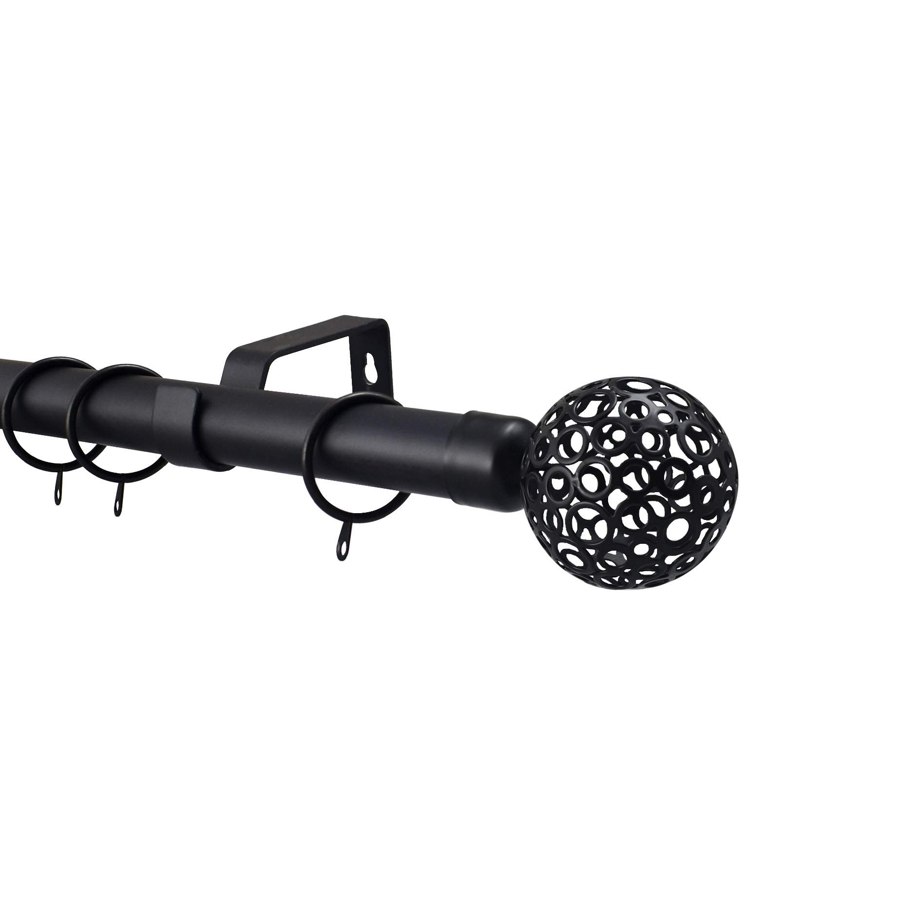 Extendable Metal Curtain Pole 19mm Matt Black Eyelet Or Rings Rod Fittings (Matt Black Osaka, 20 Rings (No Pole Purchase))