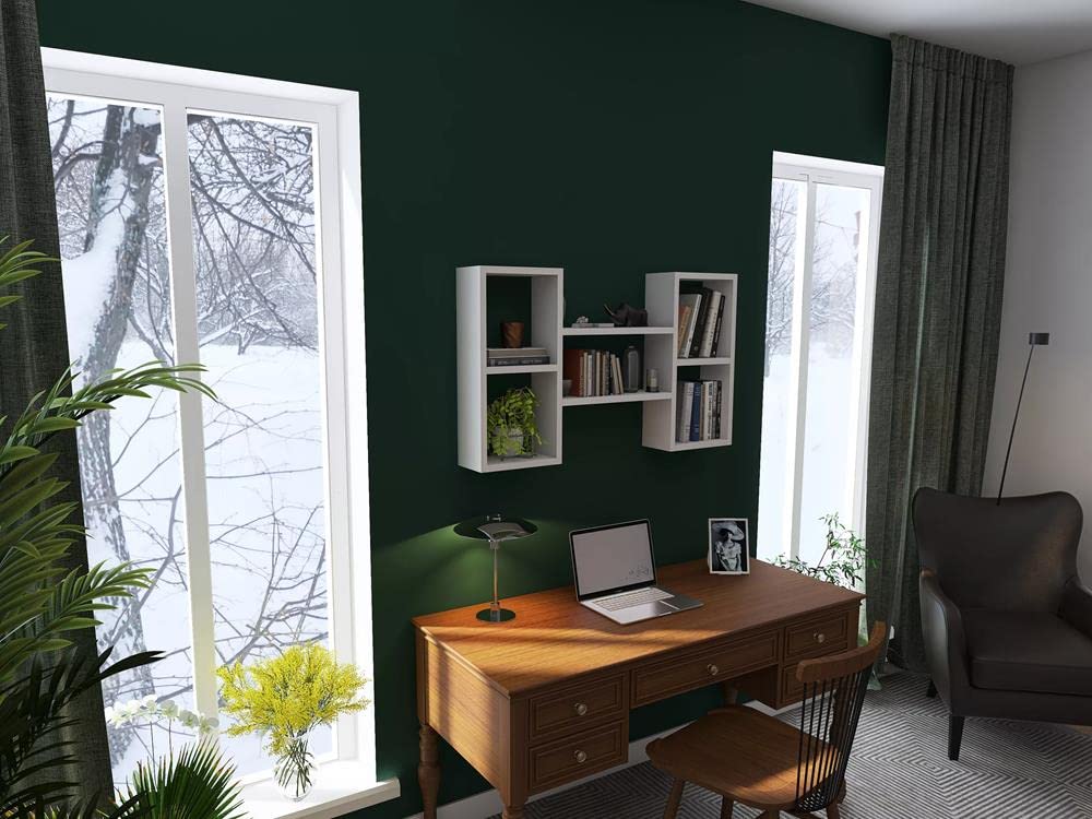 Estantería decorativa de pared con 5 estantes, 102 x 60 x 18 cm, diseño escandinavo, para salón, cocina, oficina, dormitorio, baño, estantería colgante (roble Sonoma)