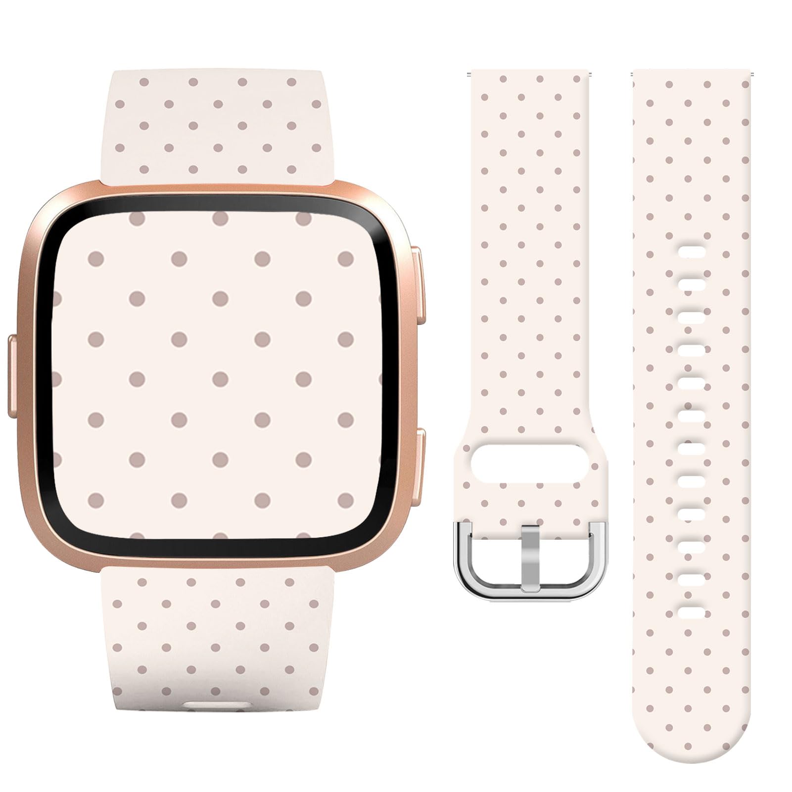Vozehui Apricot Polka Dot Silicone Straps for Fitbit Versa/Versa 2/Versa Lite, Soft Unique Printing Technology, Waterproof Durable Adjustable Easy Install Comfortable Replacement Band for Women Men
