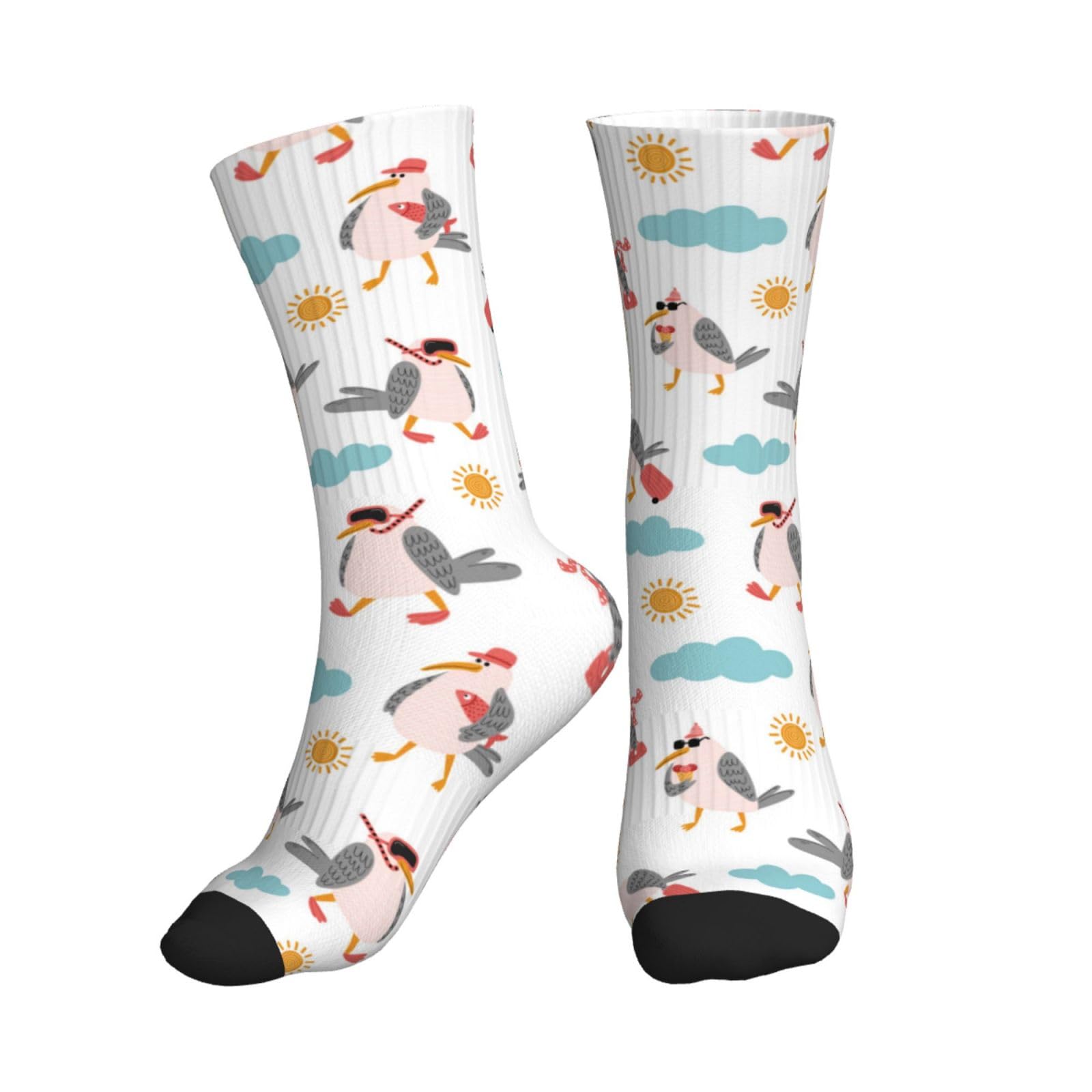 DISNIMOO funny seagulls Crew Socks for Women Men Athletic - Comfort Soft Mid Calf Sole Running Socks