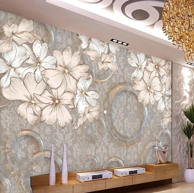 Autocollant mural 3D fleurs transformez un mur vide avec ce papier peint rétro 400x280