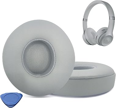 Replacement Earpads for Beats Solo2&3 Headphones,Compatibel Beats Solo2&3 Replacement Ear Pads,Upgraded Ear Covers with Soft Protein Leather,Optimized Noise Isolation Memory Foam Grey