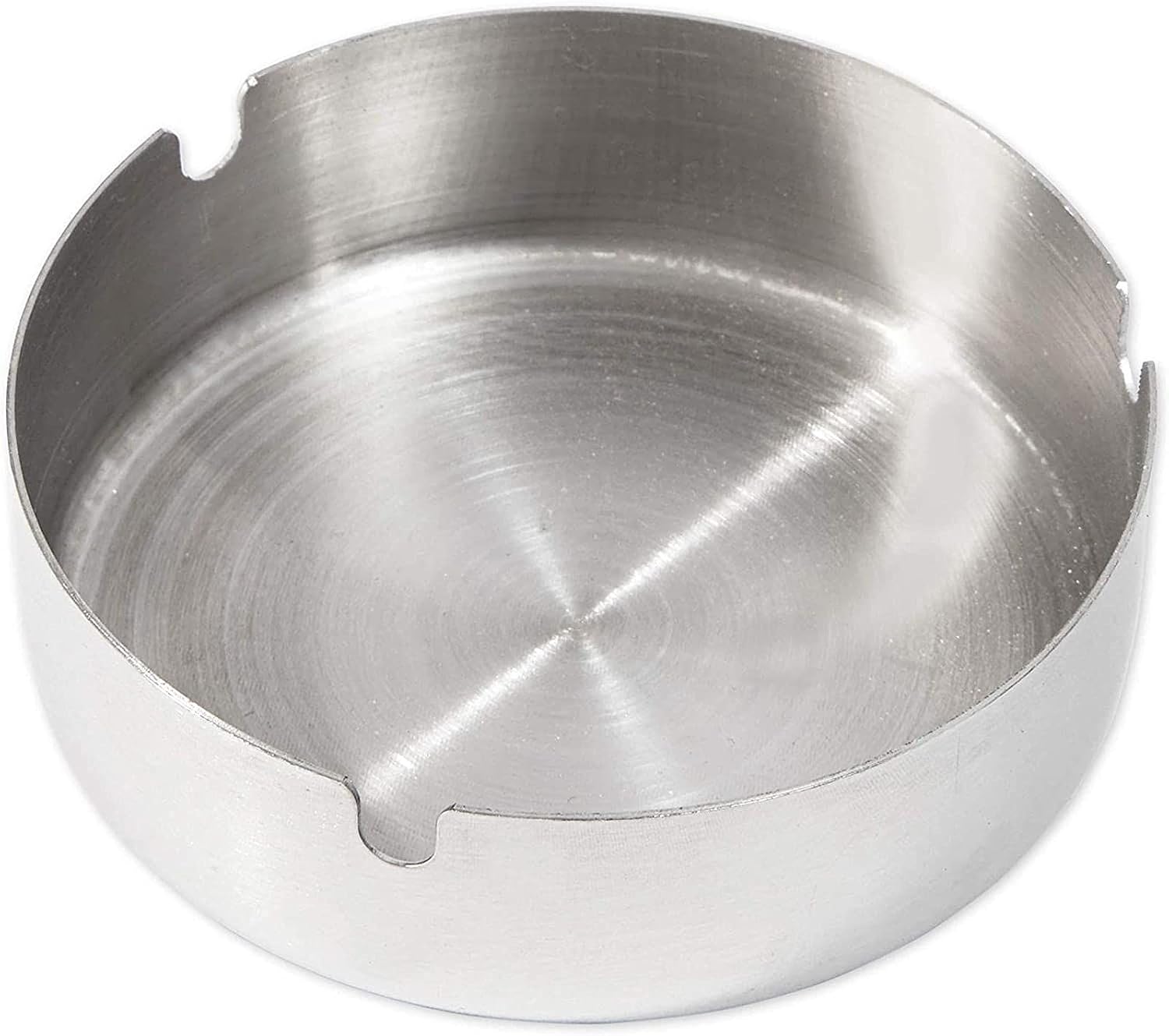 Juvale 5-Pack Stainless Steel Ash Tray - 4 x 4 x 1.2 in, Silver, Modern Design - 3-Slot Metal Ashtray for Indoor & Outdoor Patio Use